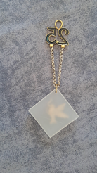 Sterling silver charm on Plexiglas - Pigeon Charm