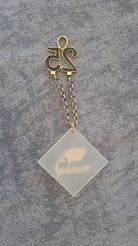 Sterling silver charm on Plexiglas - Sailboat charm