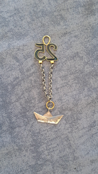 Sterling silver charm on Plexiglas - Sailboat charm