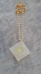 Sterling silver charm on Plexiglas - Sailboat charm