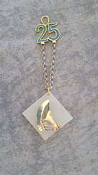 Sterling silver charm on Plexiglas - Sailboat charm