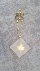 Sterling silver charm on plexiglass - Leaf clover