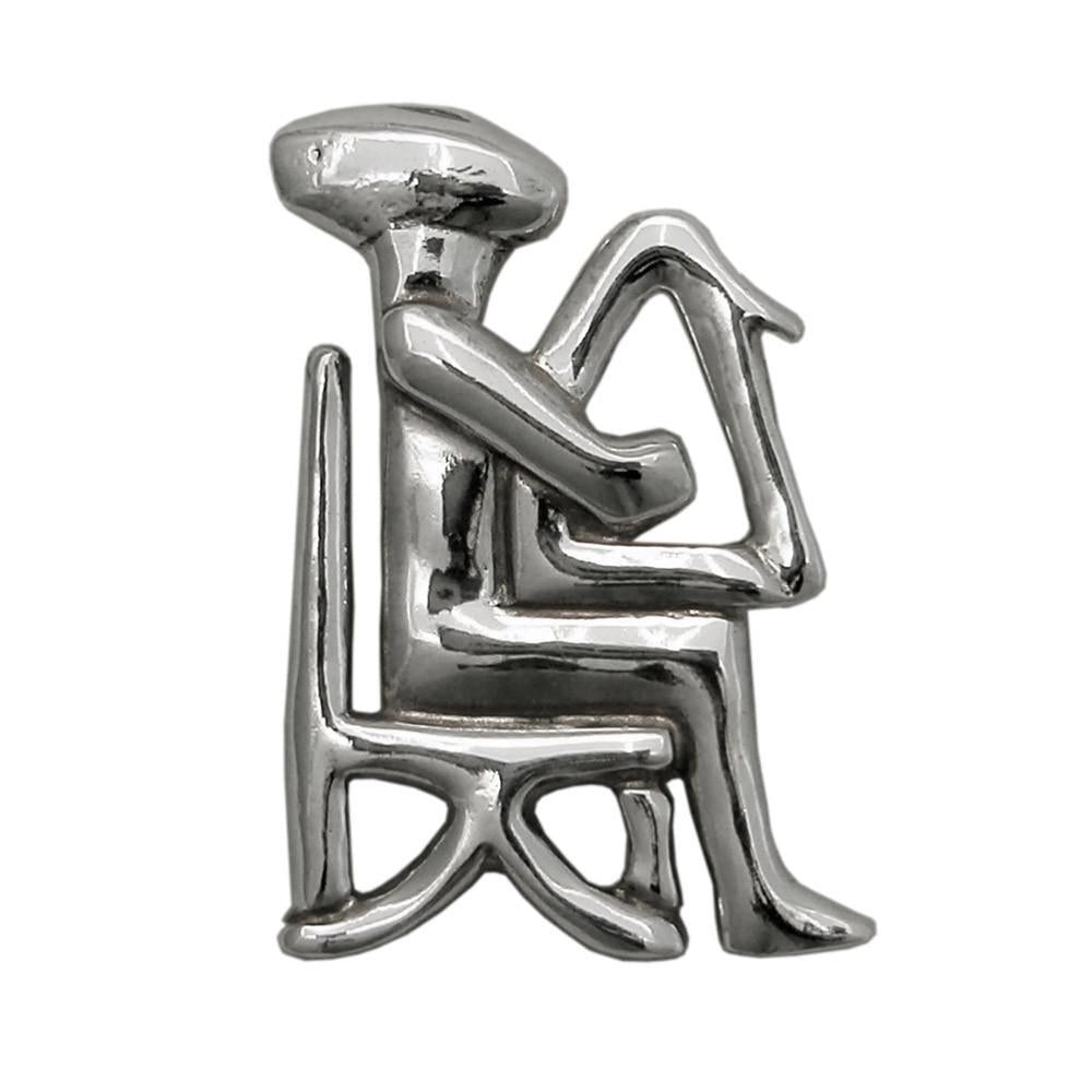 The Harp player from Keros brooch in sterling Silver, Cycladic brooch (K-51)