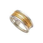 Three line rope ring in Sterling Silver with Gold 14k (DX-32)