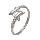 Two Headed Minoan Dolphins Torc Bangle in Sterling Silver (B-80)