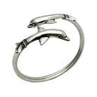 Two Headed Minoan Dolphins Torc Bangle in Sterling Silver (B-81)