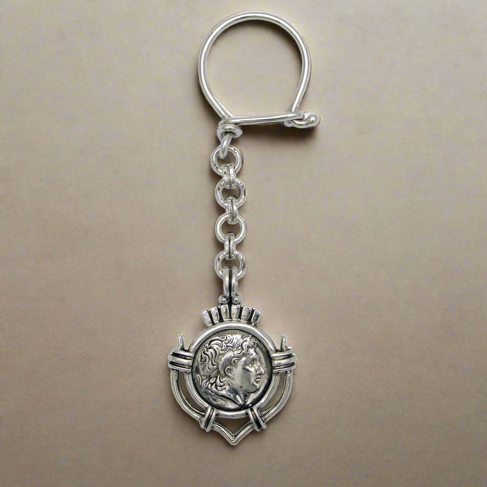 Alexander the Great Key ring in sterling silver, silver keychain, silver  keychain, men's gift, handmade keychain