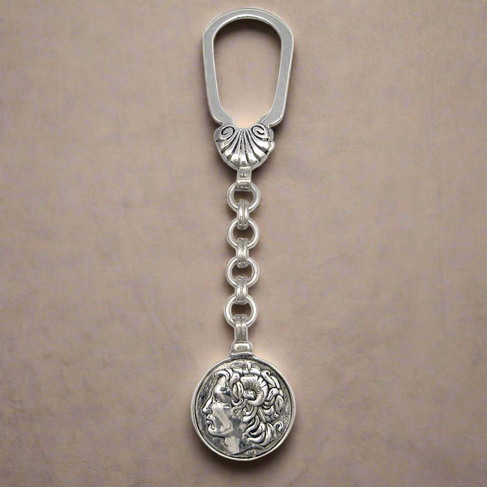 TurqArts Filigree Keychain Made of 925 Sterling Silver, Handmade Key Holder for Gift, Authentic Key Ring, Fine Silver Keychain, Ethnic Key Fob